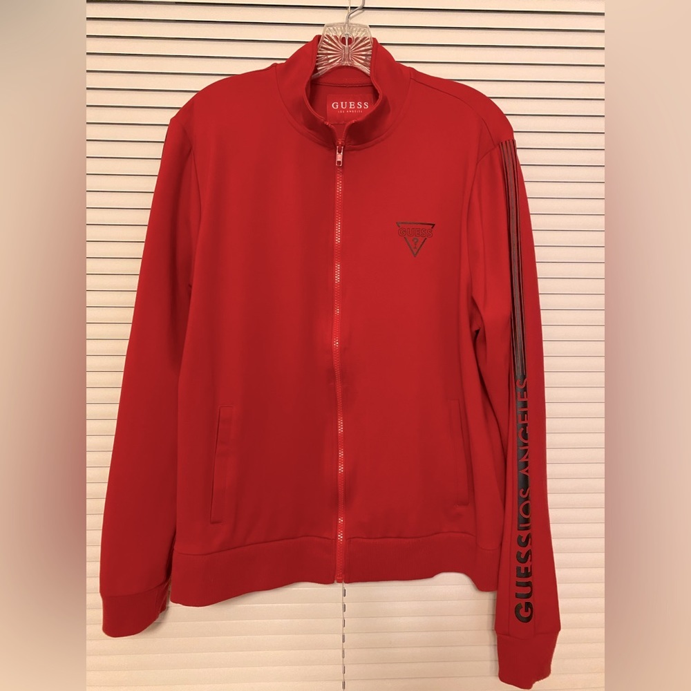 Guess Los Angeles Full Zip Red Sweatshirt, Men's Size Medium